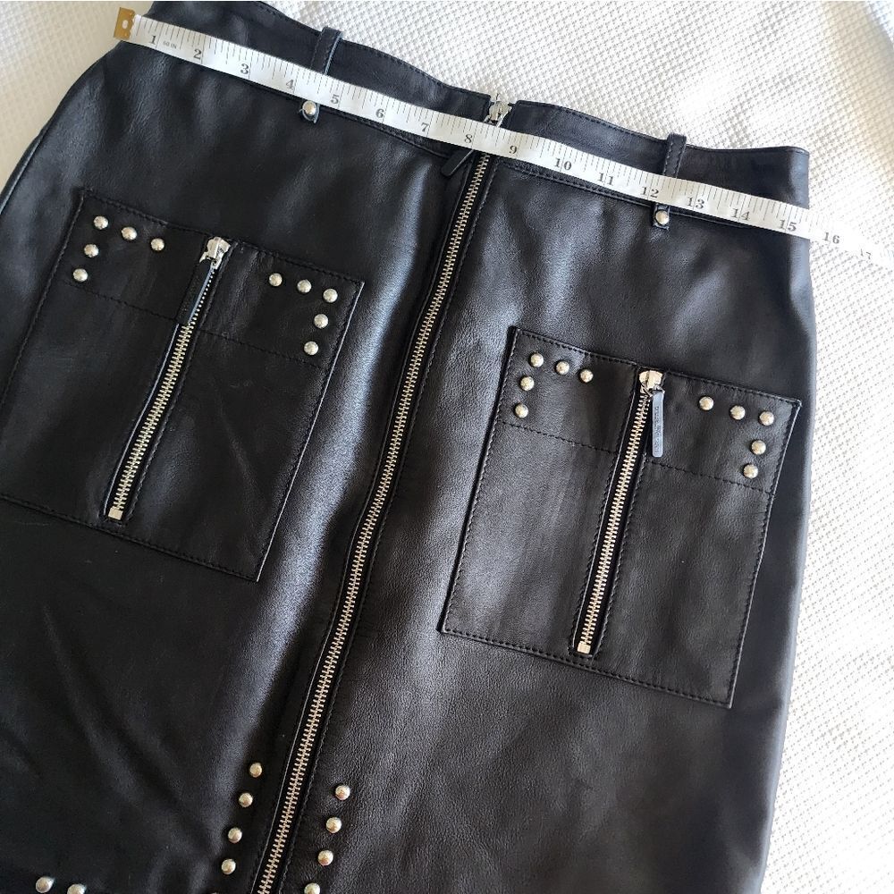 Karl Lagerfeld leather skirt new with tags dark academia preppy gothic chunky - Picture 5 of 12